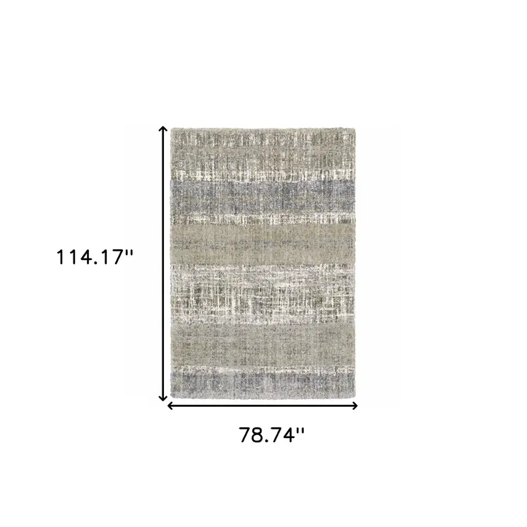 7' X 9' Grey And Ivory Abstract Lines Area Rug