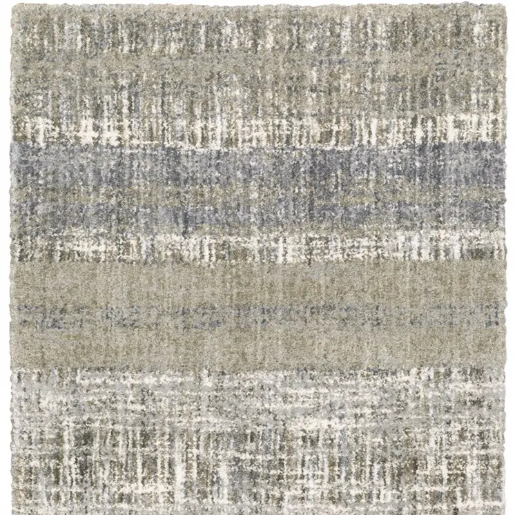 7' X 9' Grey And Ivory Abstract Lines Area Rug