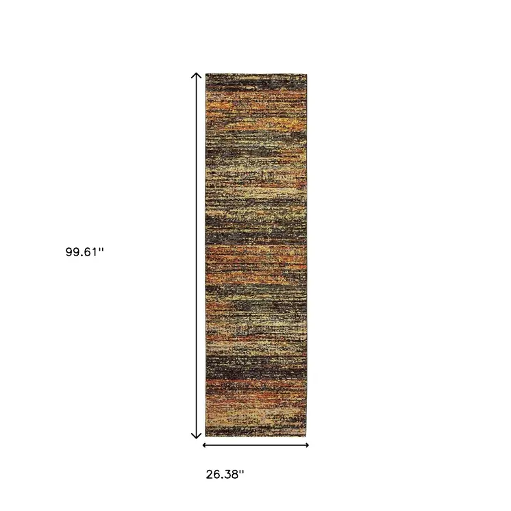 2' X 8' Gold And Slate Abstract Runner Rug
