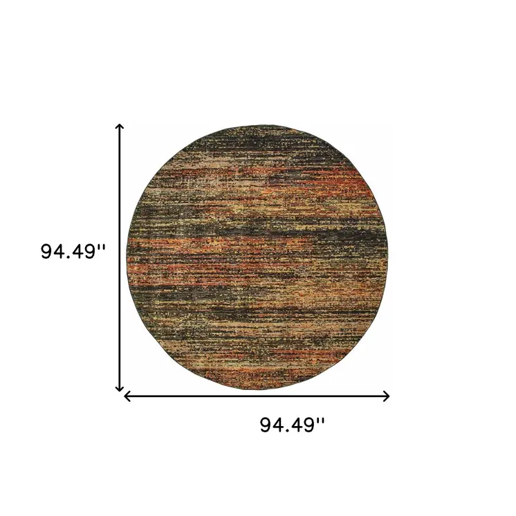 7' Round Gold And Slate Abstract Area Rug