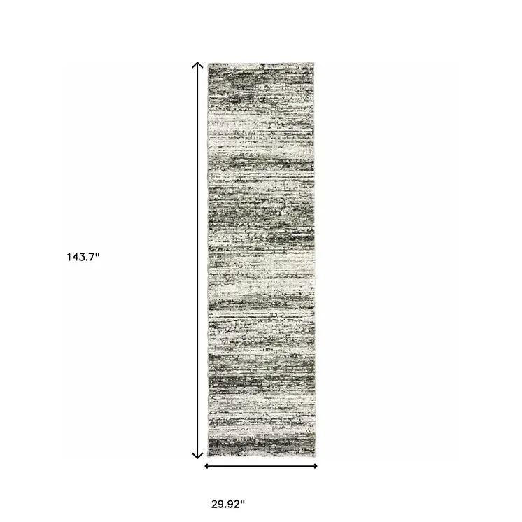 12' Ash And Slate Abstract Runner Rug