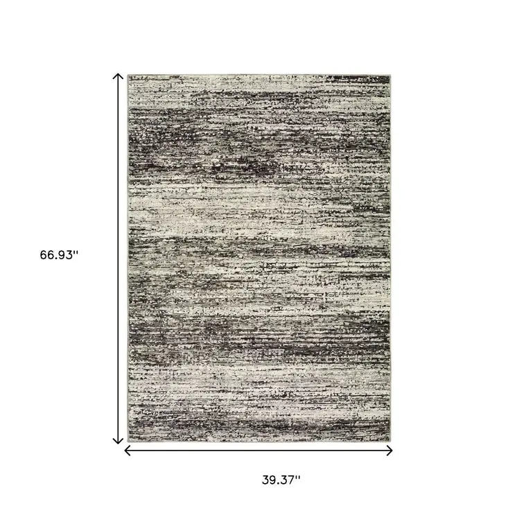 3' X 5' Ash And Slate Abstract Area Rug
