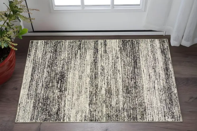 3' X 5' Ash And Slate Abstract Area Rug