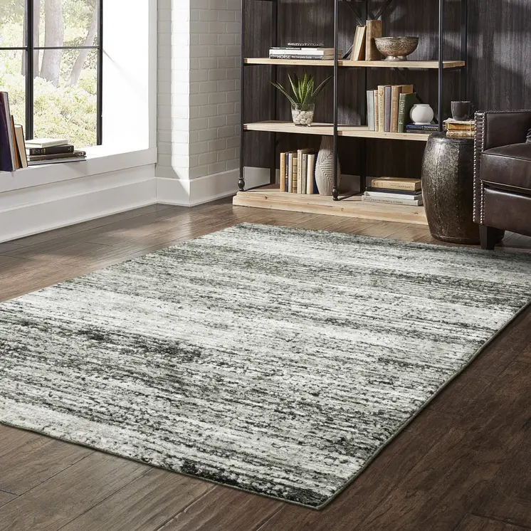6' X 9' Ash And Slate Abstract Area Rug