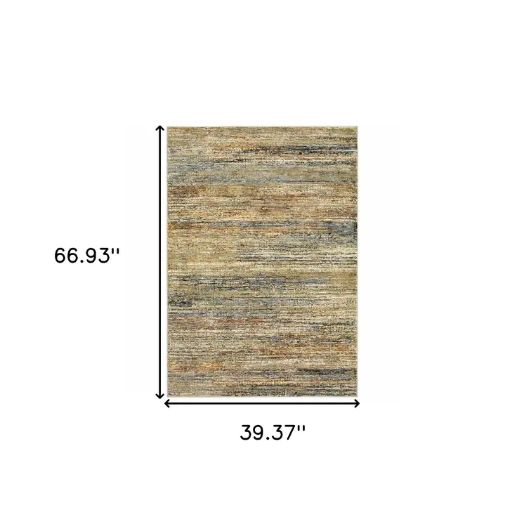 3' X 5' Blue and Ivory Power Loom Area Rug