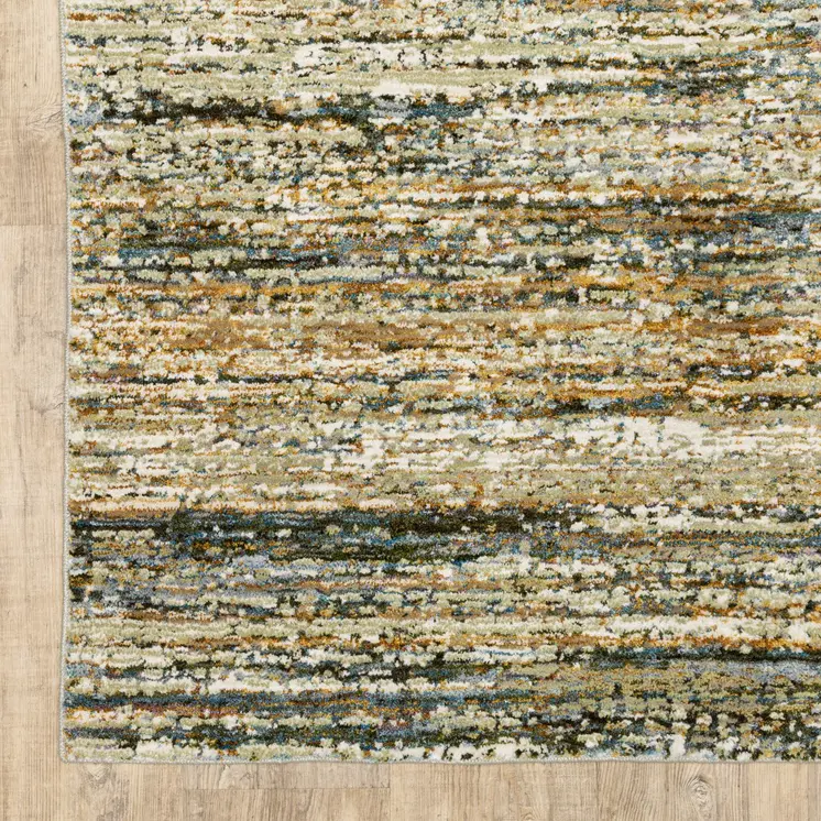 5' X 8' Gold And Green Abstract Area Rug