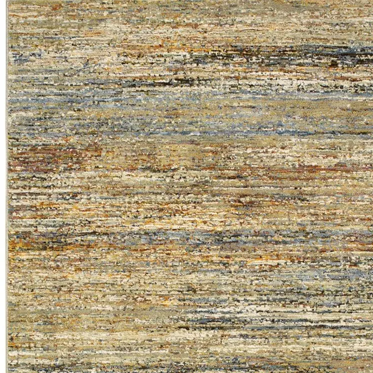 6' X 9' Gold And Green Abstract Area Rug