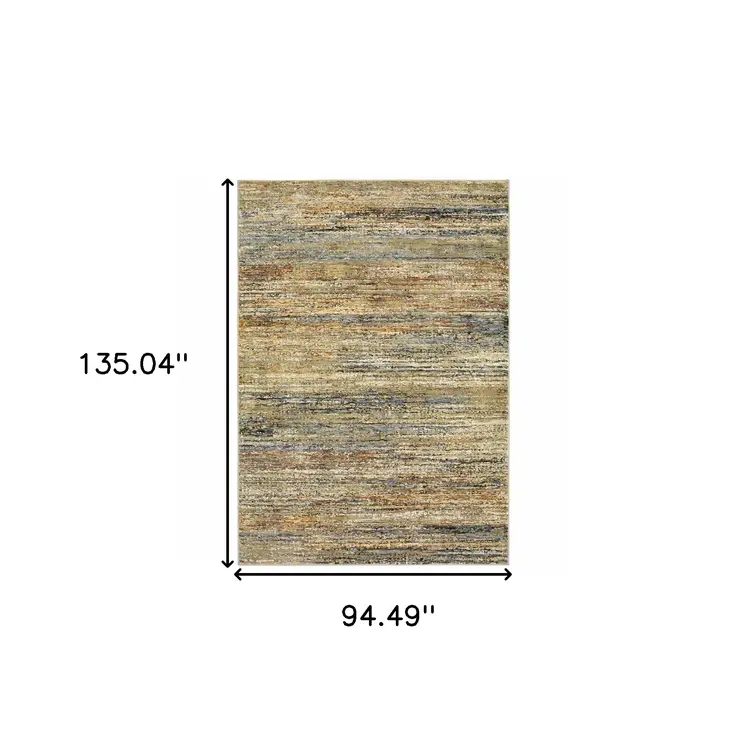 8' X 10' Gold And Green Abstract Area Rug