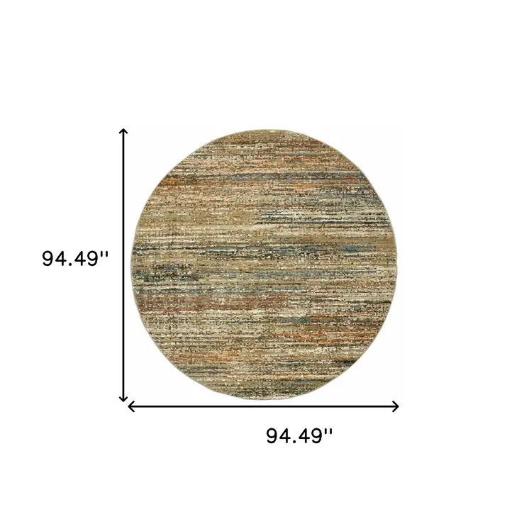 7' Round Gold And Green Abstract Area Rug
