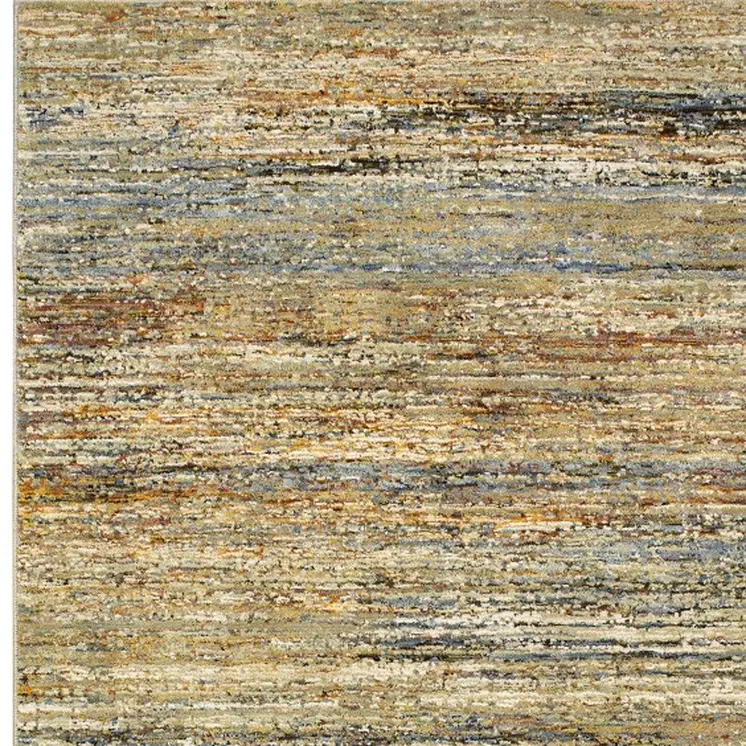 9' X 12' Gold And Green Abstract Area Rug