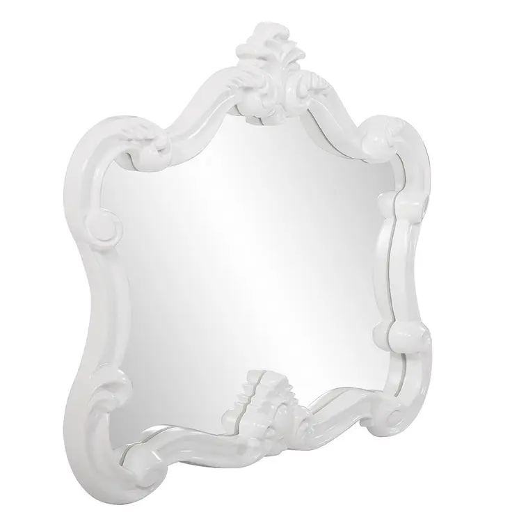 28" White Baroque Framed Accent Mirror