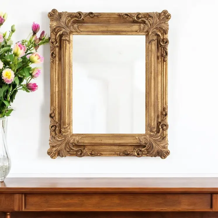 23" Antiqued Gold Ornate Scroll Framed Accent Mirror