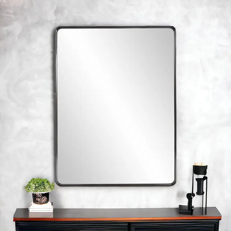 40" Black Metal Framed Accent Mirror