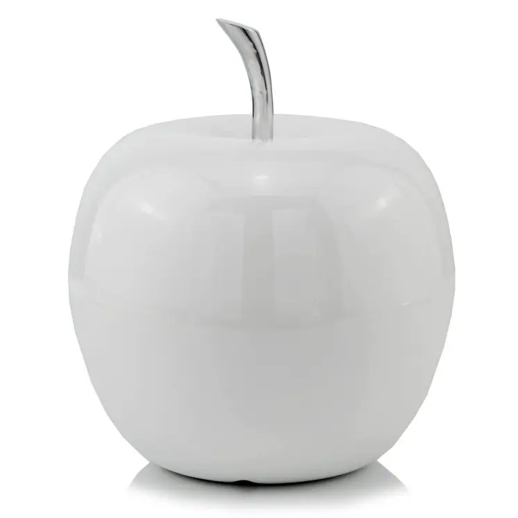 13" White Aluminum Decorative Apple Tabletop Sculpture