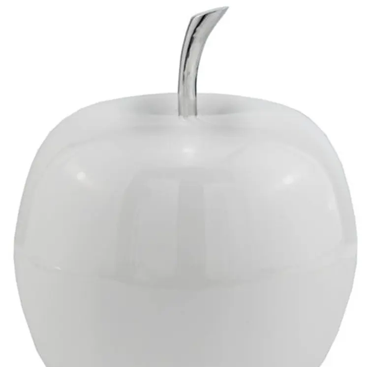 6" White Aluminum Decorative Apple Tabletop Sculpture