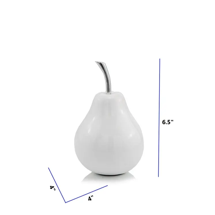 7" White Aluminum Decorative Pear Tabletop Sculpture