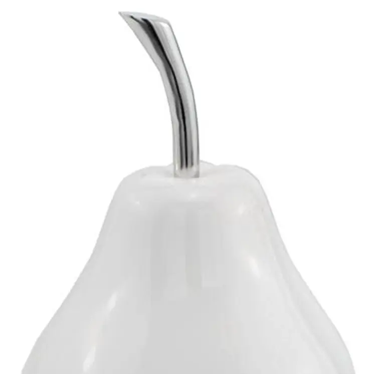 7" White Aluminum Decorative Pear Tabletop Sculpture