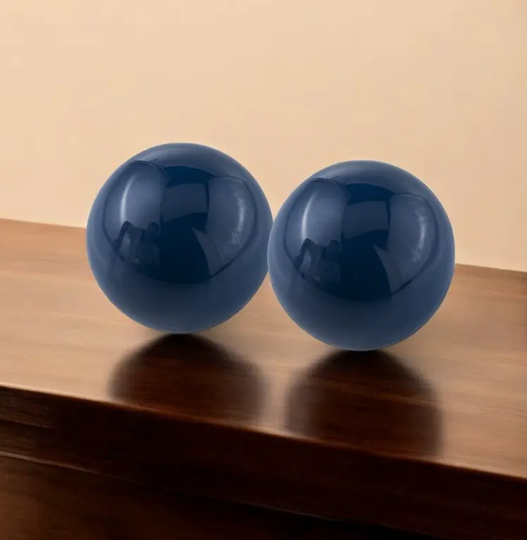 Set Of 2 Blue Aluminum Decorative Spheres 3'
