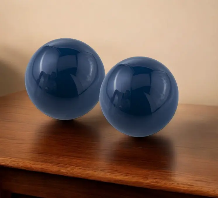 Set Of 2 Blue Aluminum Decorative Spheres 3'