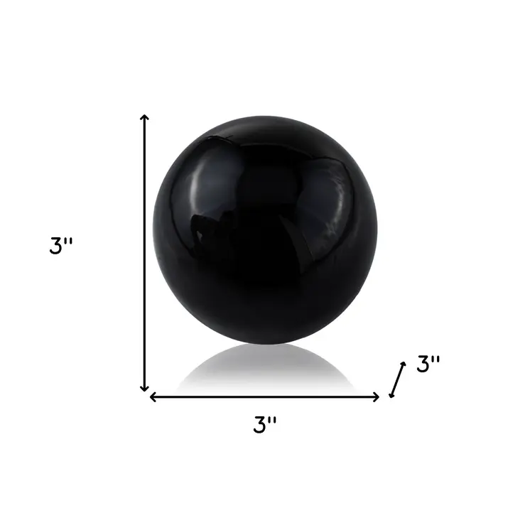 Set of Two 3" Black Aluminum Decorative Orb Tabletop Sculptures