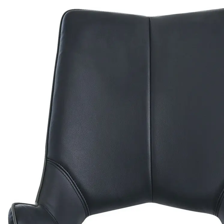 Set of Two Black and Silver Upholstered Faux Leather Dining Side Chairs