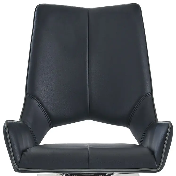 Set of Two Black and Silver Upholstered Faux Leather Dining Side Chairs