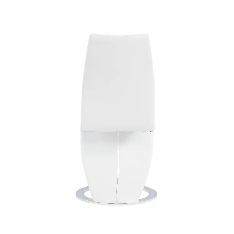 Set of Two White and Silver Upholstered Faux Leather Dining Parsons Chairs