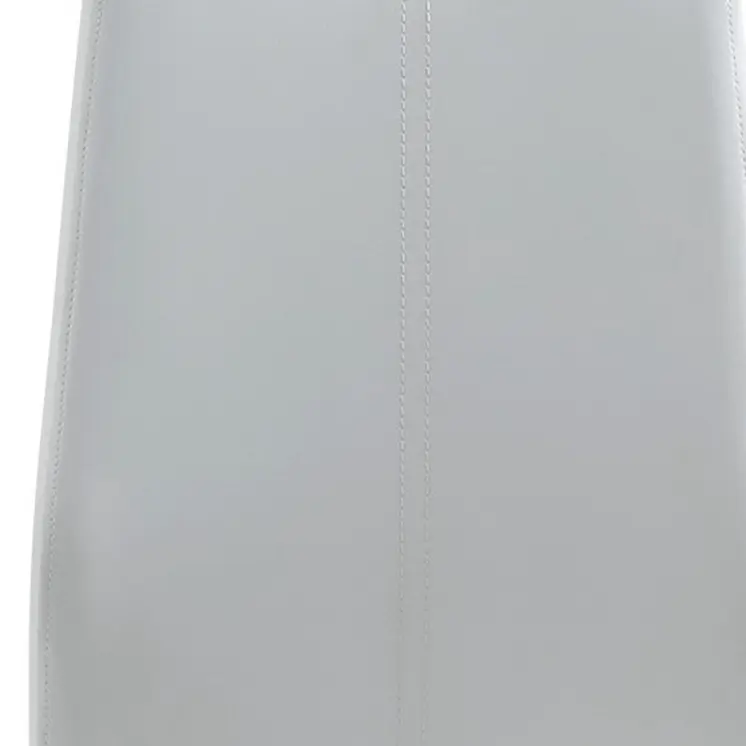 Set of Four White and Silver Upholstered Faux Leather Dining Side Chairs