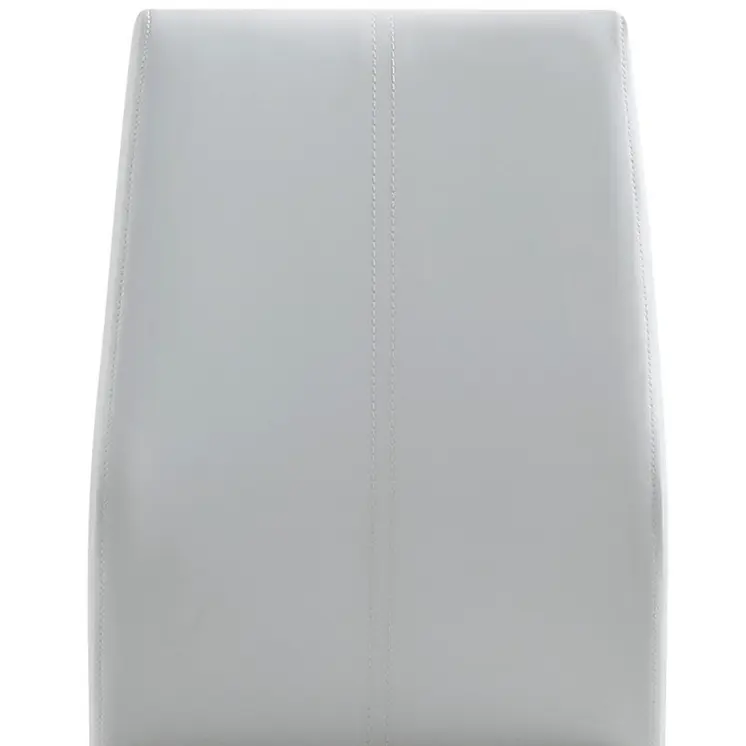 Set of Four White and Silver Upholstered Faux Leather Dining Side Chairs