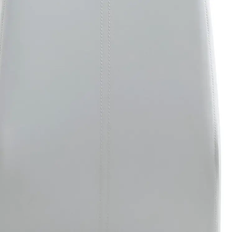 Set of Four White and Silver Upholstered Faux Leather Dining Side Chairs