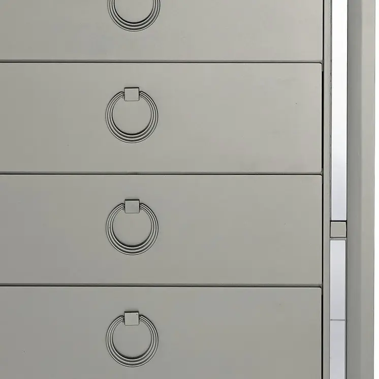33" Silver Solid Wood Mirrored Five Drawer