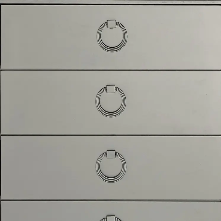 33" Silver Solid Wood Mirrored Five Drawer