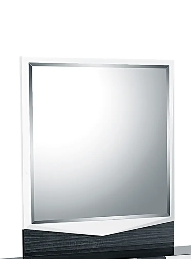 44" Gray And White Glass And Wood Mounted Accent Mirror