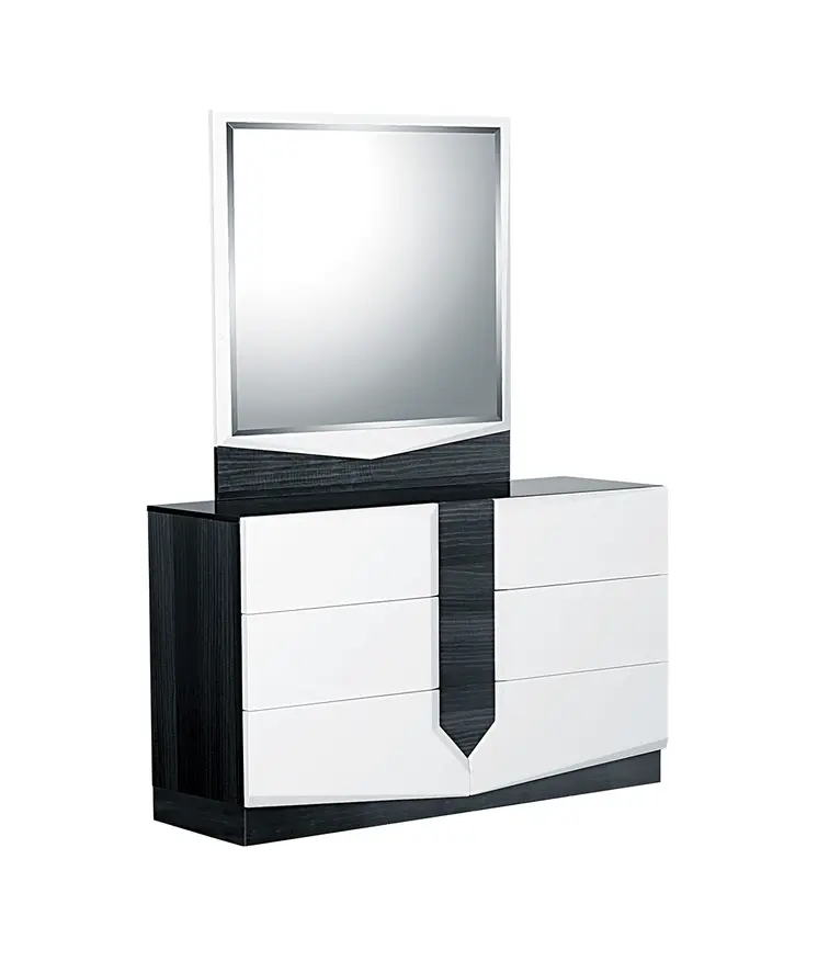 44" Gray And White Glass And Wood Mounted Accent Mirror