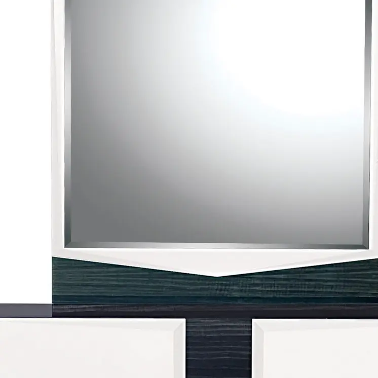 44" Gray And White Glass And Wood Mounted Accent Mirror