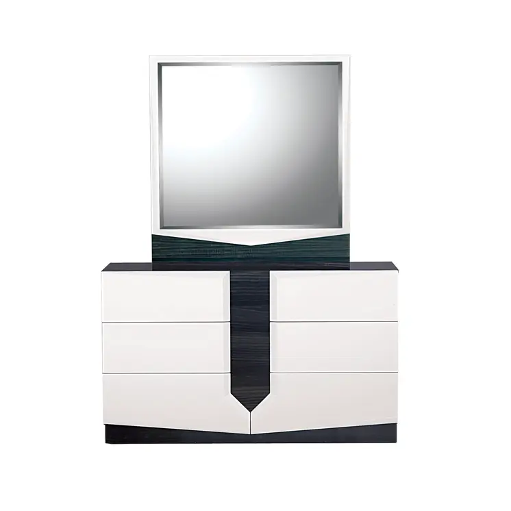 44" Gray And White Glass And Wood Mounted Accent Mirror