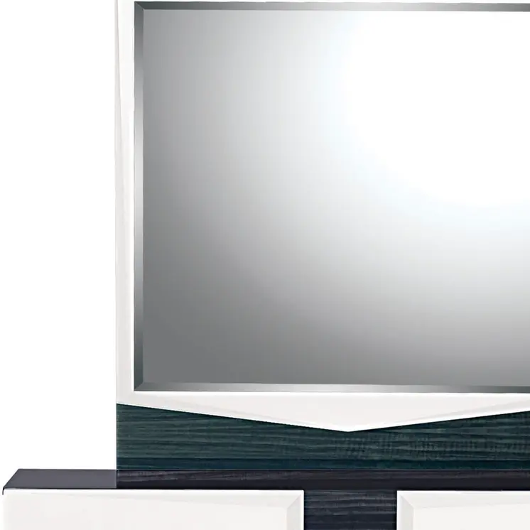 44" Gray And White Glass And Wood Mounted Accent Mirror
