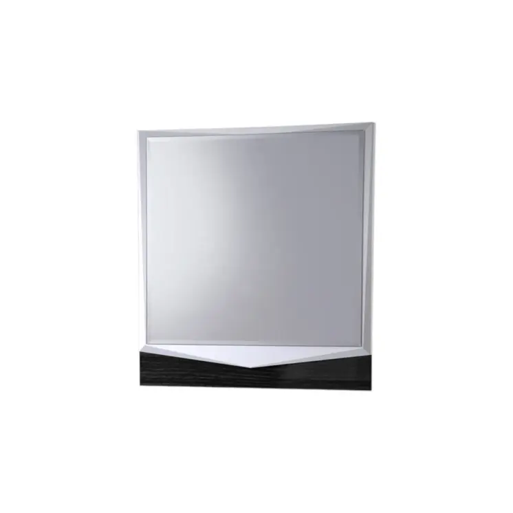 44" Gray And White Glass And Wood Mounted Accent Mirror