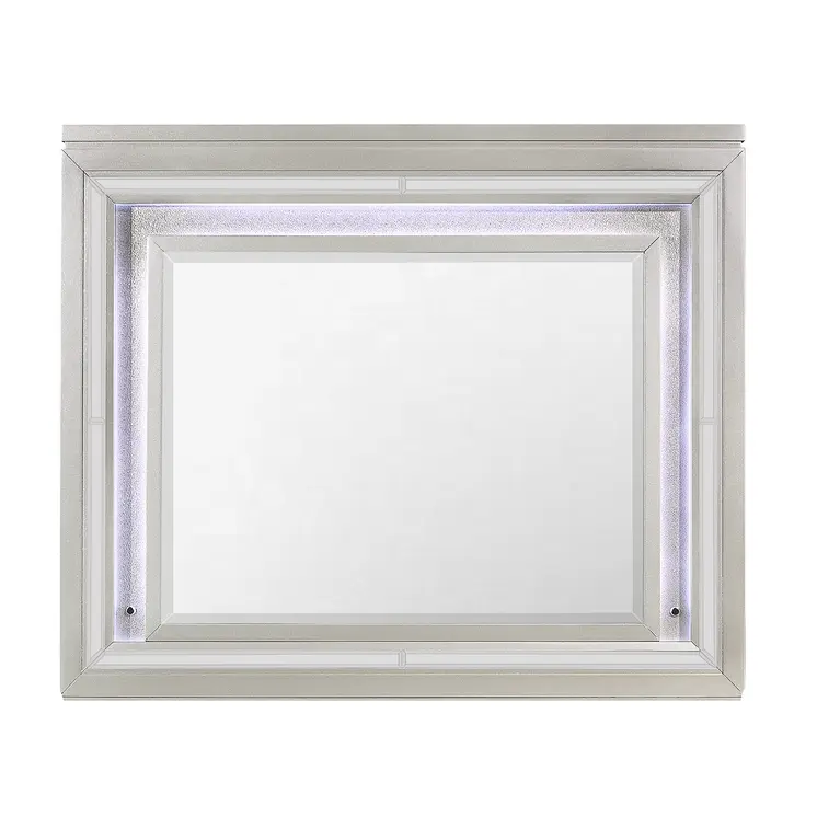 38" Champagne Wood Lighted Mounted Accent Mirror