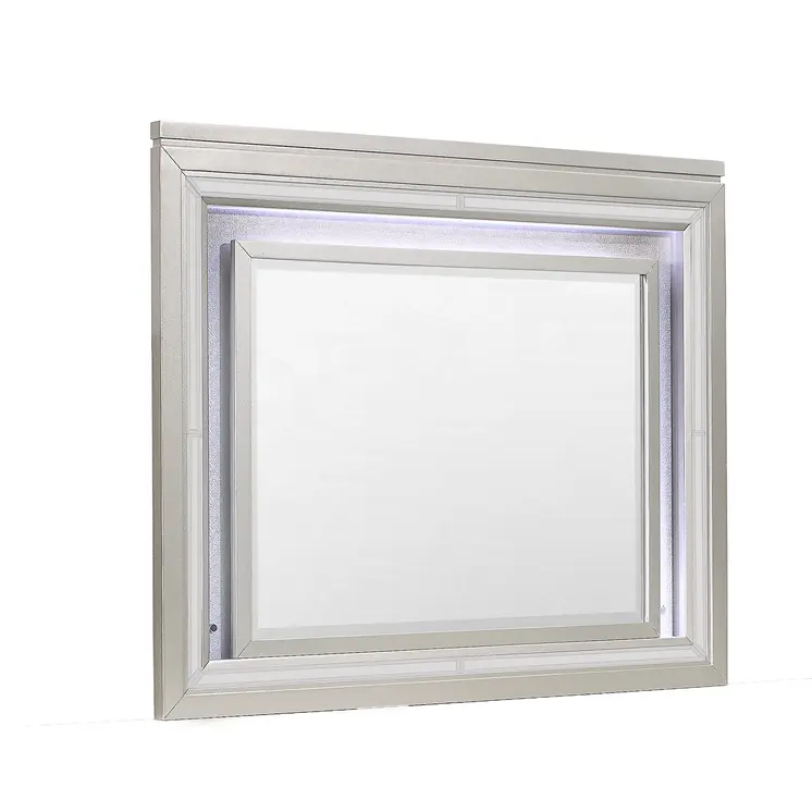 38" Champagne Wood Lighted Mounted Accent Mirror