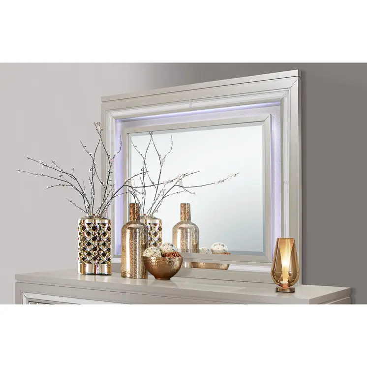 38" Champagne Wood Lighted Mounted Accent Mirror