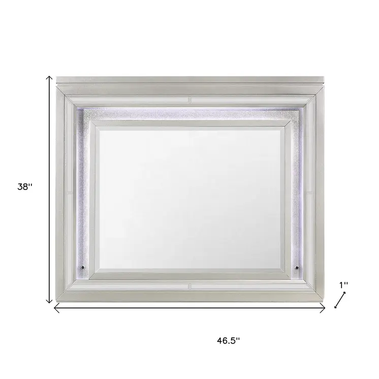 38" Champagne Wood Lighted Mounted Accent Mirror