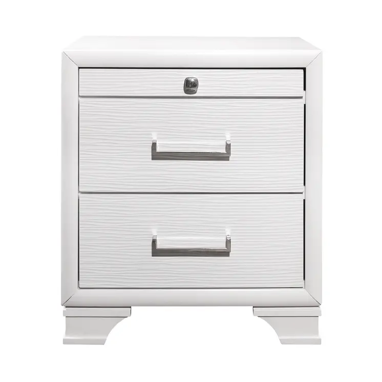 27" White Wood Two Drawer Nightstand
