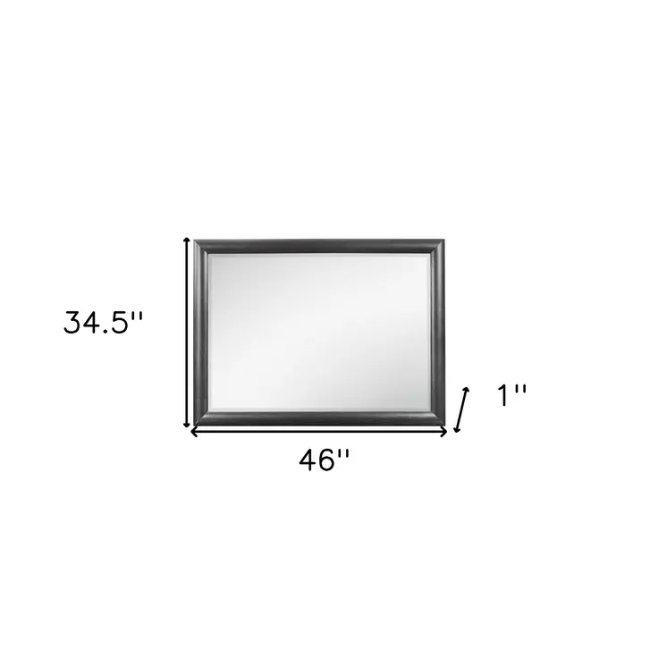 35" Dark Gray Wood Framed Mounted Dresser Mirror