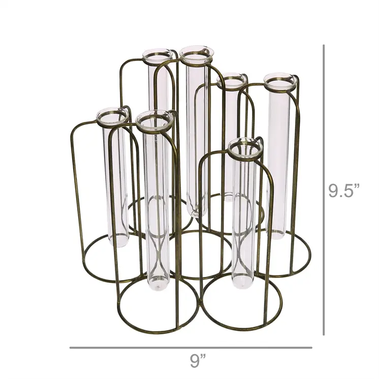 10" Clear Bud Metal Table Vase