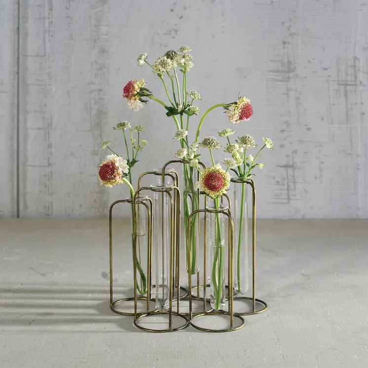 10" Clear Bud Metal Table Vase