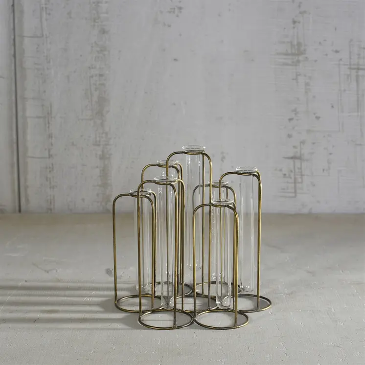 10" Clear Bud Metal Table Vase