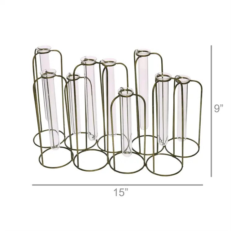 9" Clear Bud Metal Table Vase