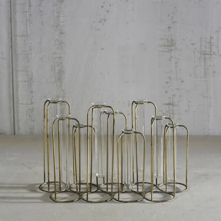 9" Clear Bud Metal Table Vase