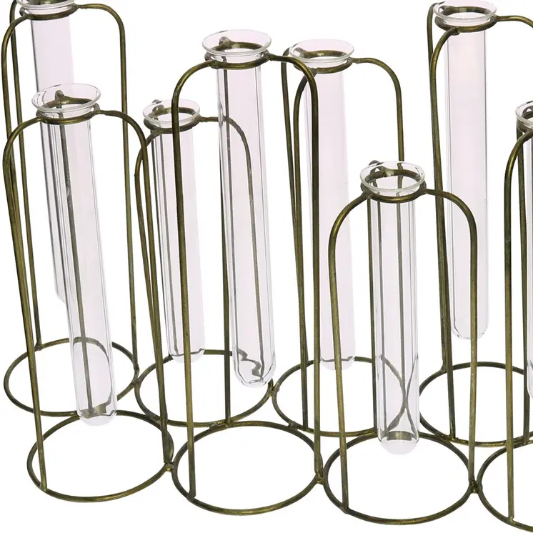 9" Clear Bud Metal Table Vase